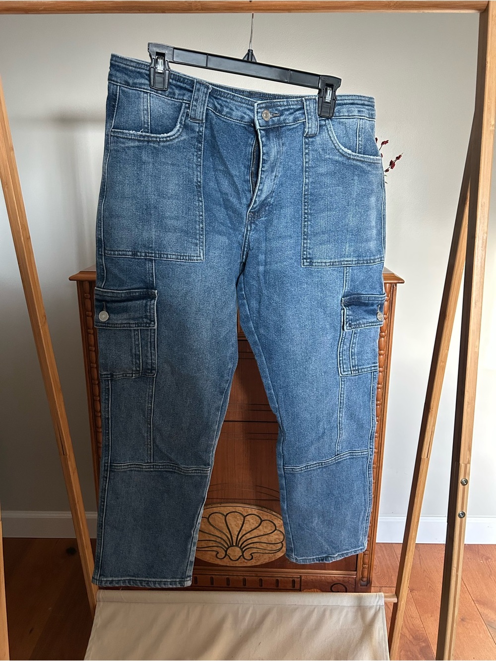 Women’s Blue Denim Cargo Pants